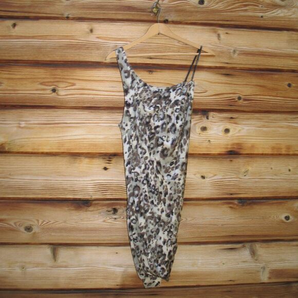 NWT Alexia Admor One Shoulder Gold Leopard Mini Dress - Picture 2 of 12